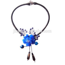 Bohemain Blue Stone Blume Choker Halskette